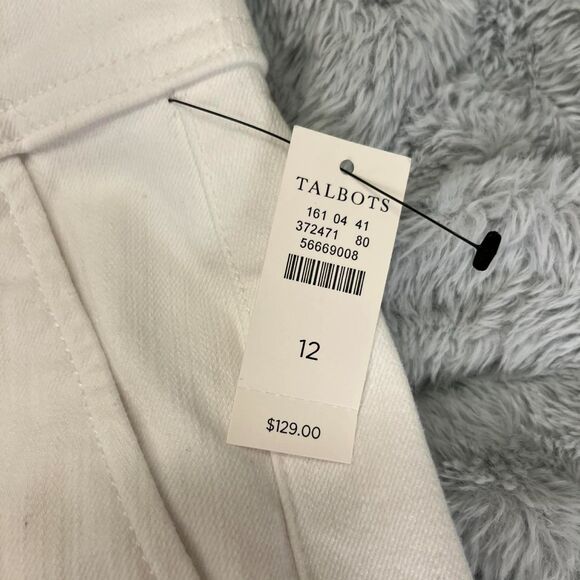 Talbots Jeans Women 12 White Modern Flare Leg Stretch Denim High Rise Retro Boho - Picture 5 of 8
